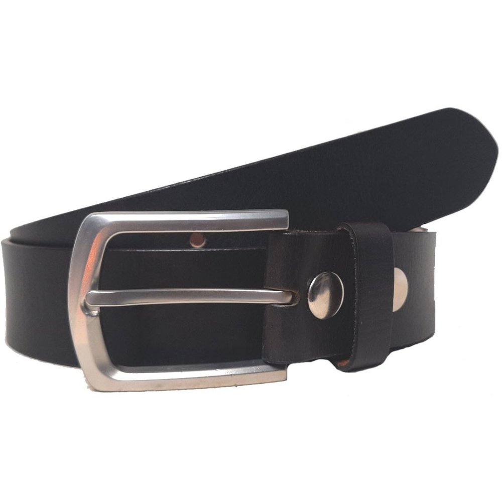 GENUINE LEATHER BELT PLAIN 40MM BLACK #1040